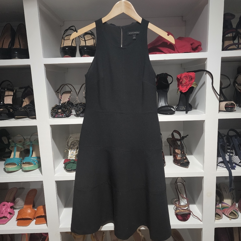 Banana Republic black fit and flare dress